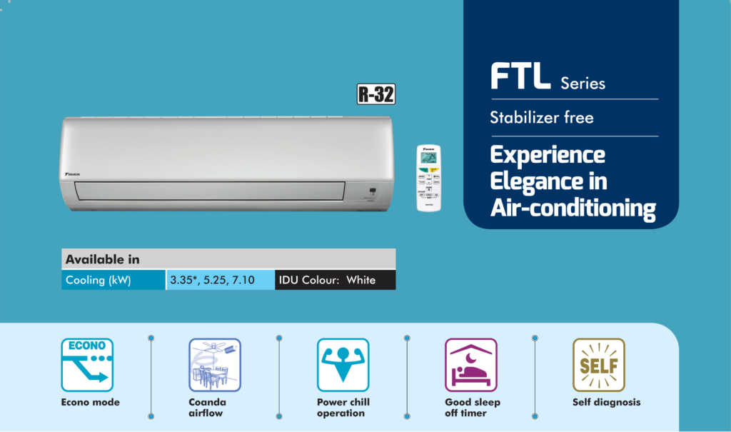 Daikin FTL12TV16W1D-Non Inverter 1 Ton Air conditioner