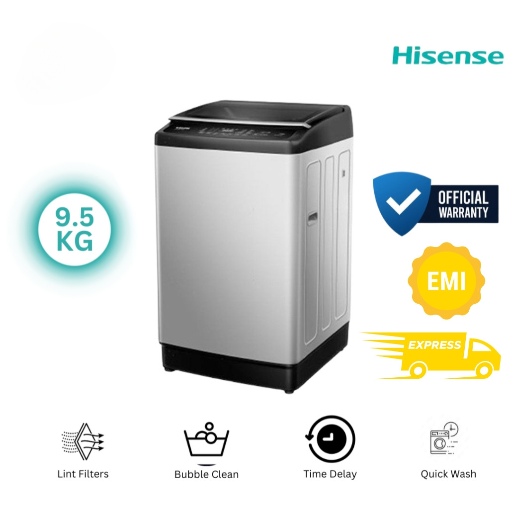 Hisense WM Top Load 9.5KG Premium Silver  WT5J9513DS/BD3